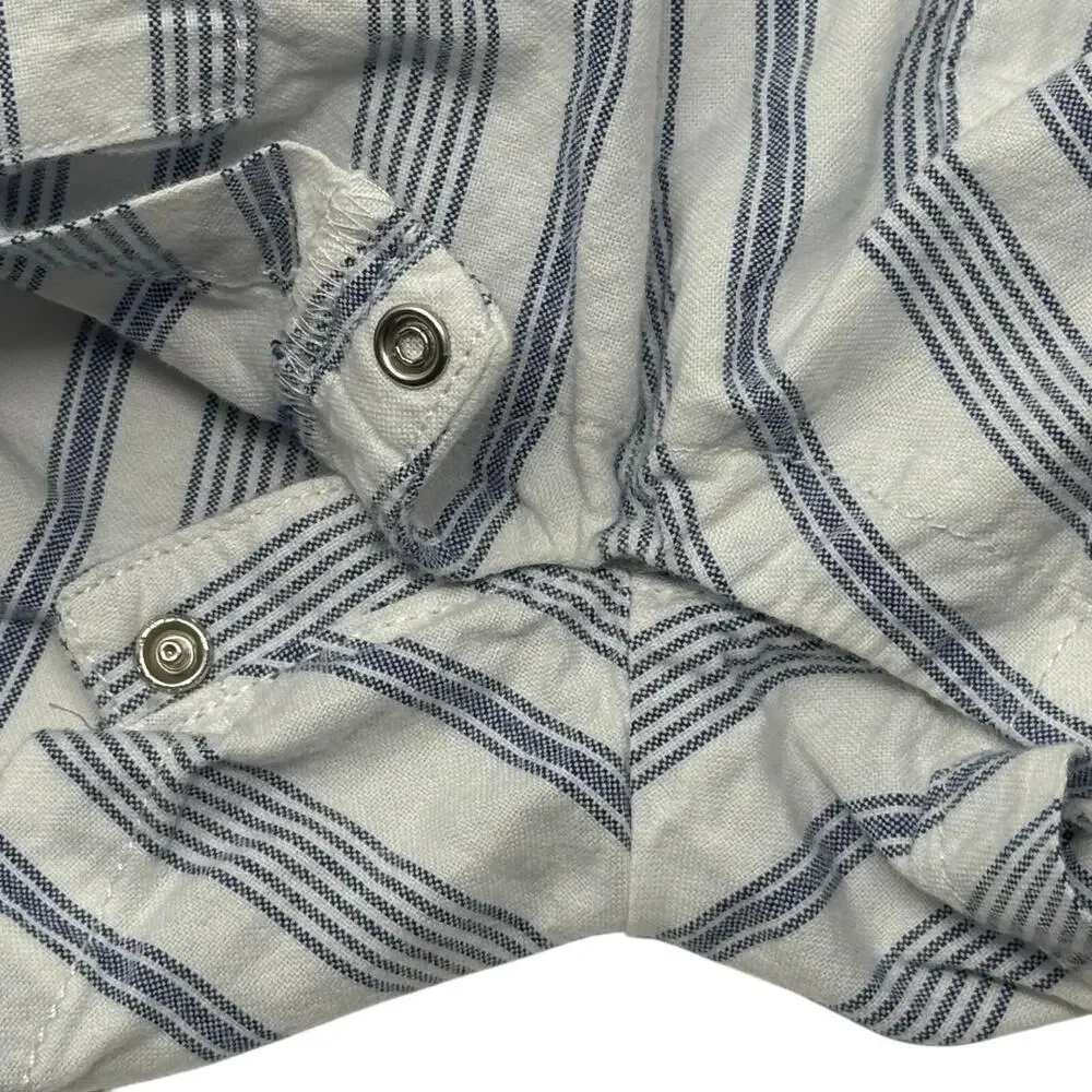 Organic by Carters Baby 6 Months Romper Bodysuit White Blue Stripes